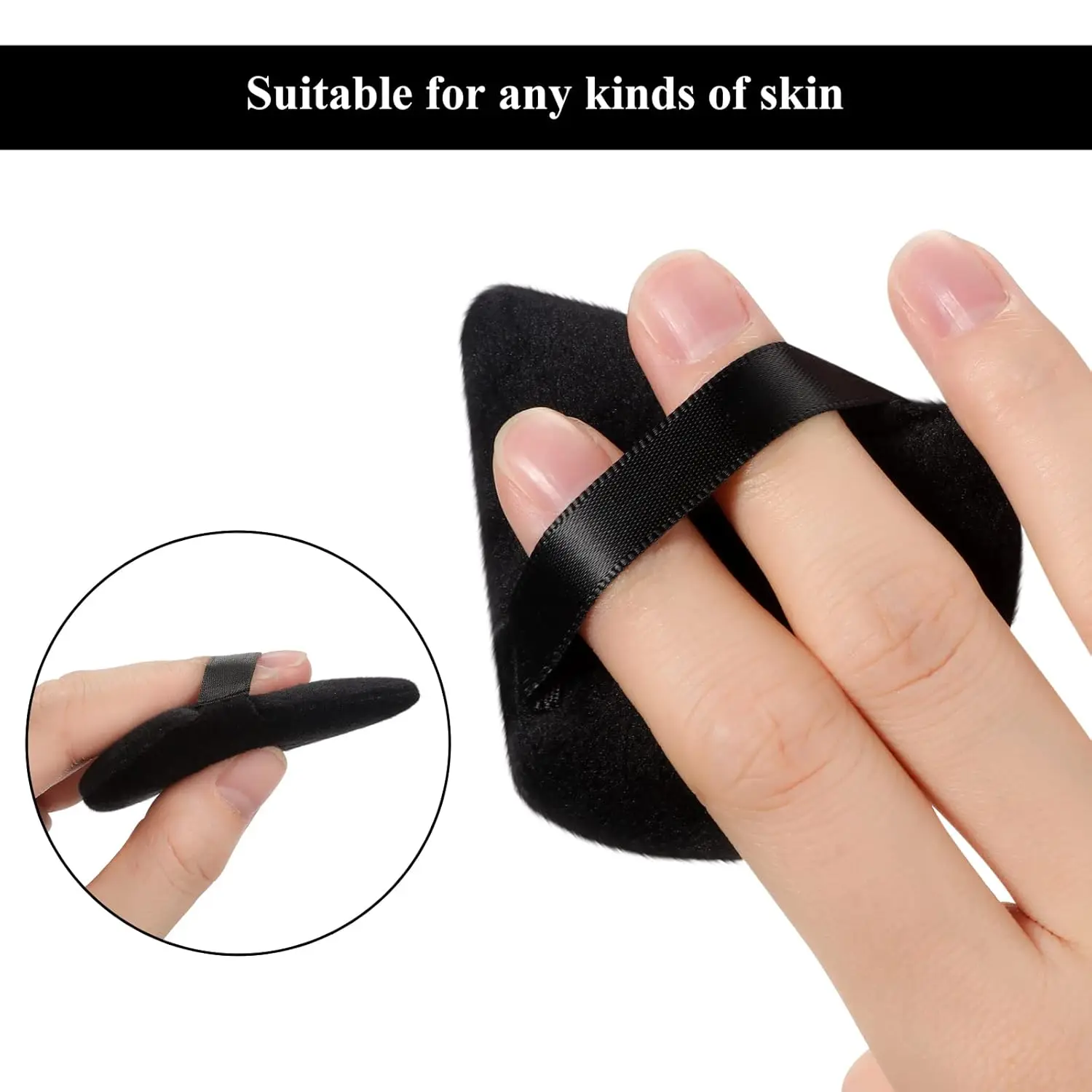 Black Triangle Makeup Puff - Multi-Angle Sponge for Precise Contouring & Hard-to-Reach Areas - Versatile Foundation Blender​​