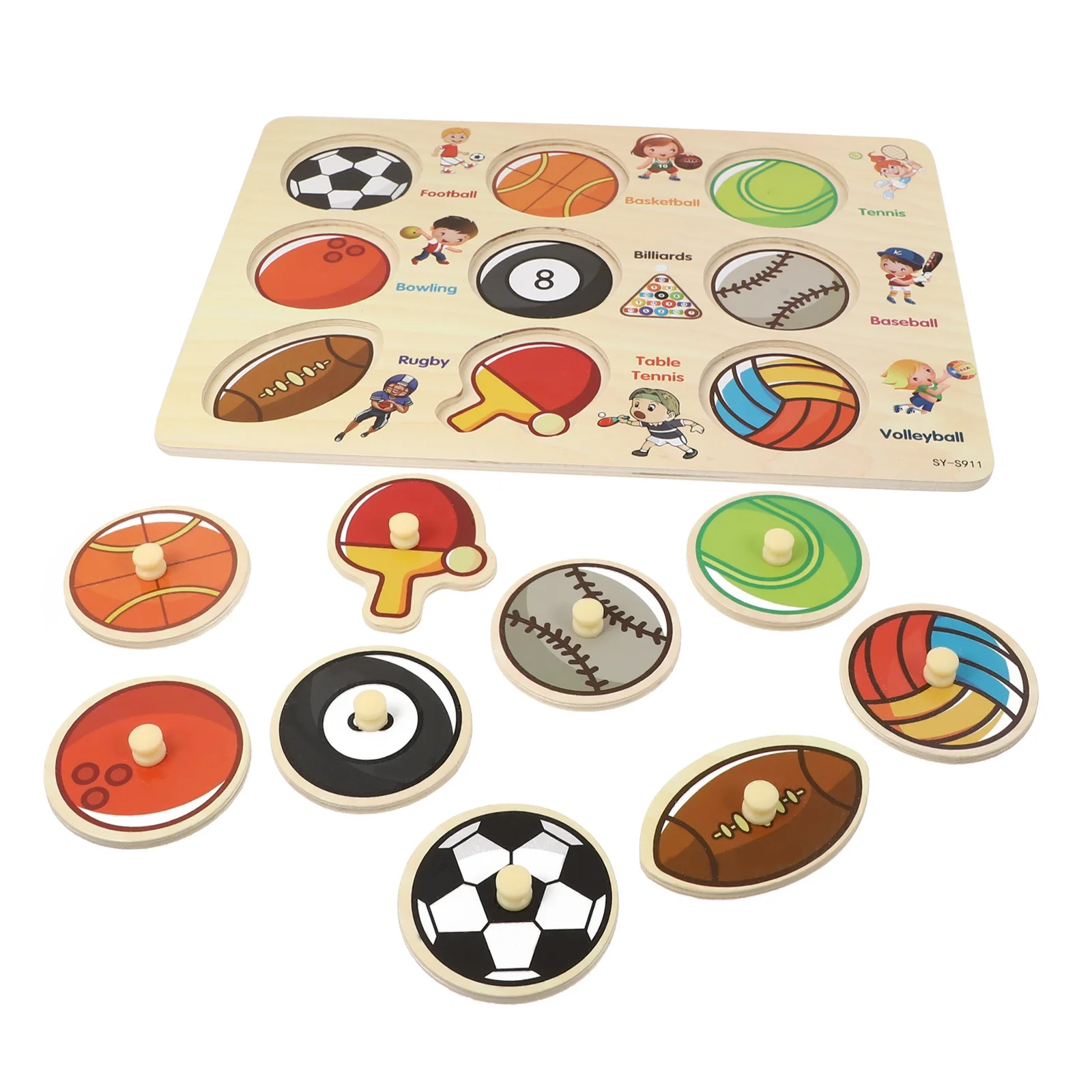 1 set 1 Set Wooden Puzzle For Kids Shape Color Matching Educational Portable Wood Jigsaw Cartoon Puzzle Board Game Playset