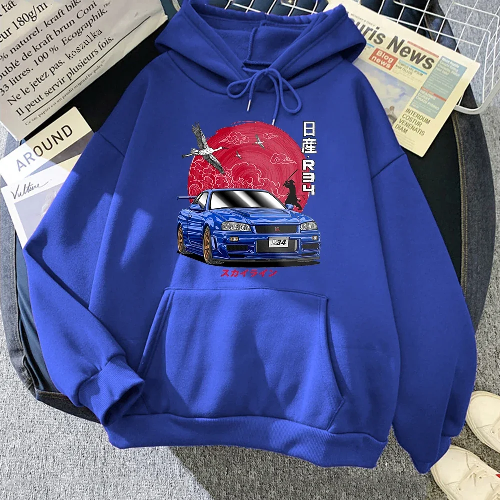 

2024 men's and women's loose car printed long sleeved Japanese casual fashion sportswear