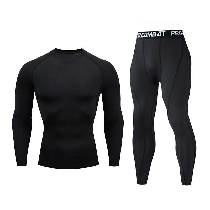 

Men's Leggings Gym Suit Quick Dry Fitness Training Running Long Sleeve T Shirts Stretch Tight Compression Sports Outfits for Men