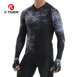 X-TIGER Men's Cycling Jersey Long Sleeves Breathable Bicycle T-Shirt Reflective Zipper Motocross Jersey Maillot