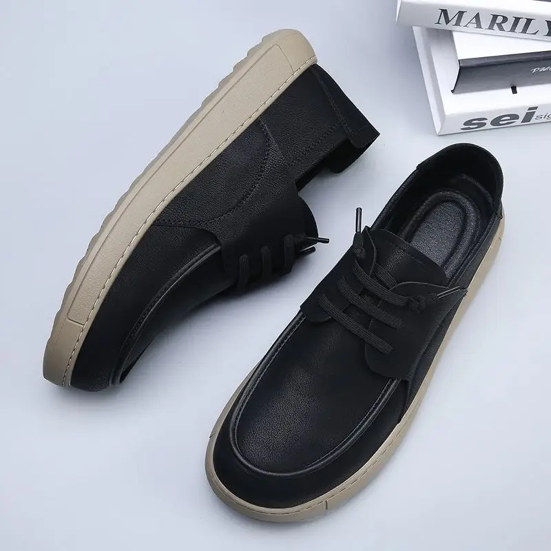Herfst en winter nieuwe heren ademende trend veelzijdige Britse stijl casual lederen platform retro loafers schoenen