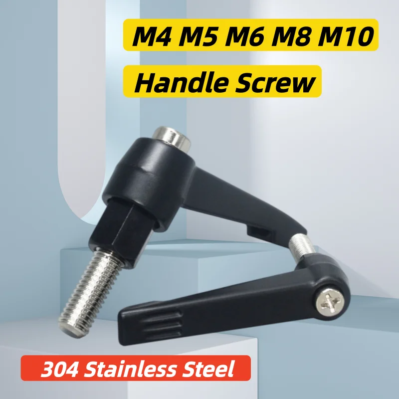 304 Stainless Steel Hexagonal Adjustable Handle Screw M4 M6 M8 M10 Zinc Alloy Self-Locking Tightening Fixed Handle