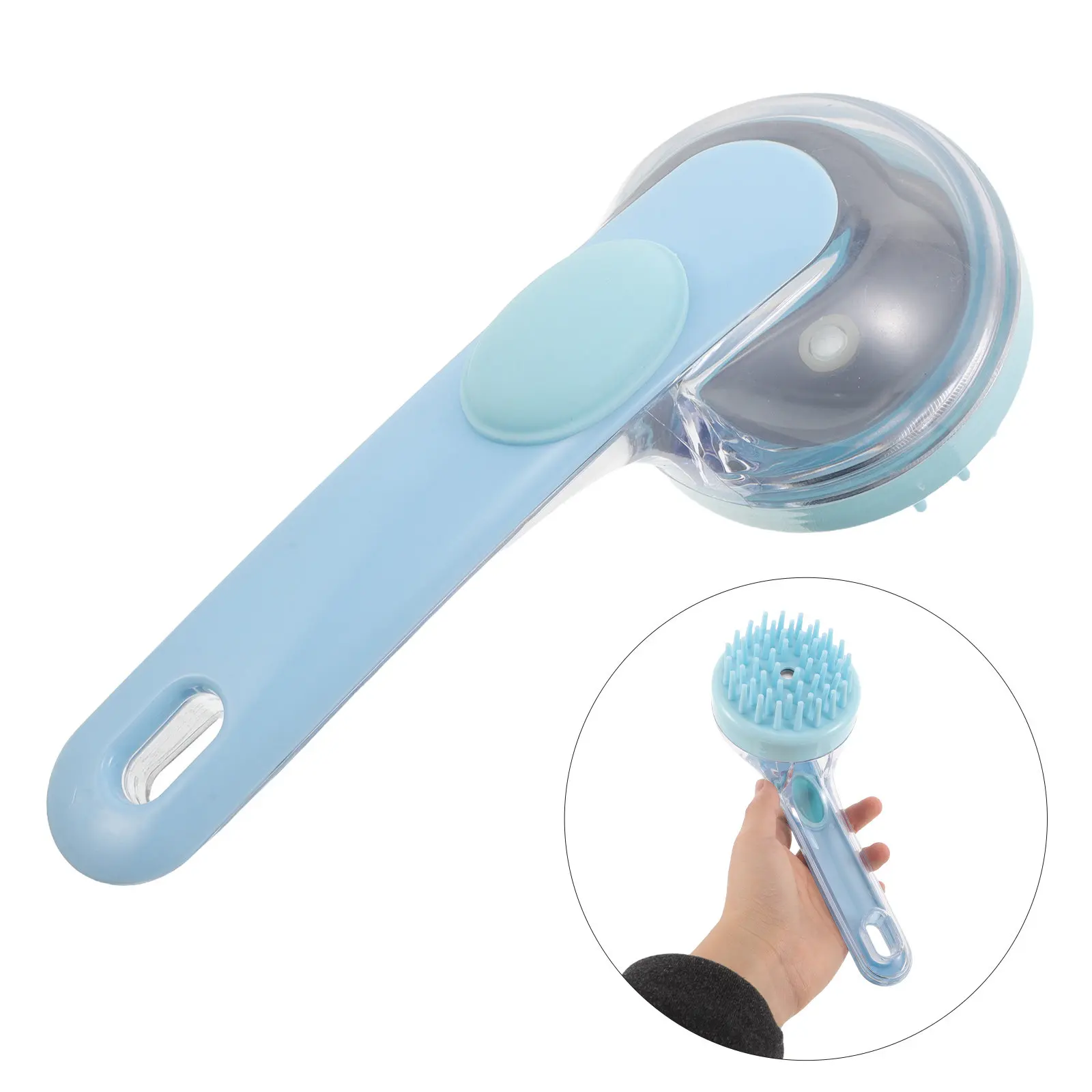 Elongated Handle Scalp Massager Shampoo Brush Press Dispenser Shower Hair Scrubber Hair Clean Brush Scalp Exfoliating Bath Tool