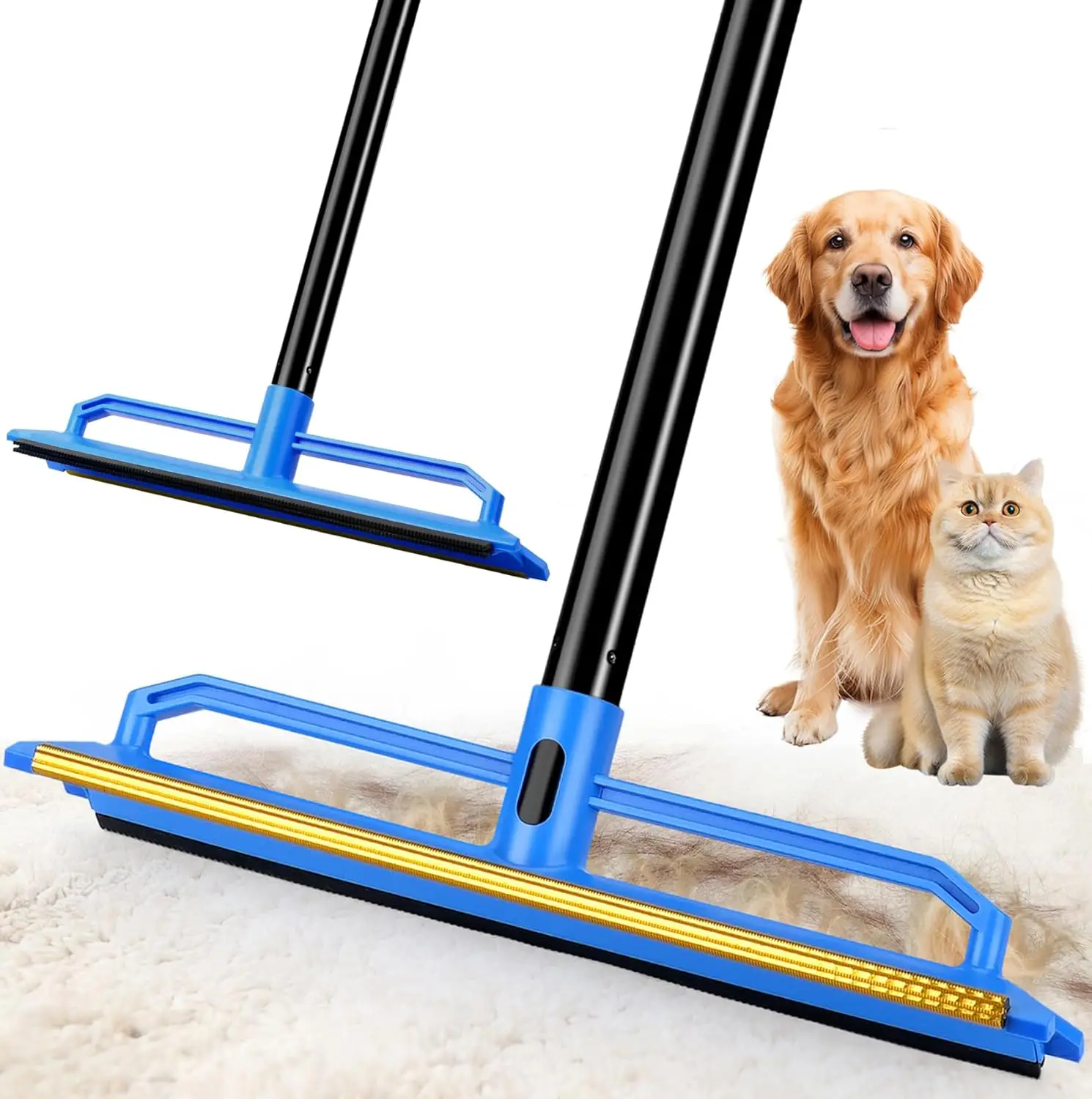 2-in-1 Carpet Rake for Pet Hair Removal with Long Handle, Ideal for Carpets, Rugs, Couch, Sofa, Furniture