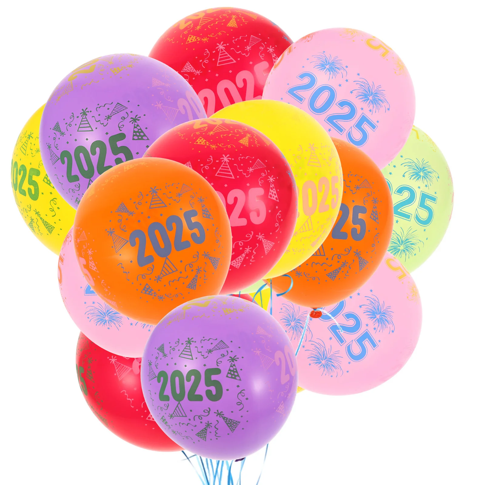 

100Pcs 12 Inch Thick Latex Balloons Colorful 2025 New Year Party Decor Christmas Celebrations Easy Inflate Festive Touch