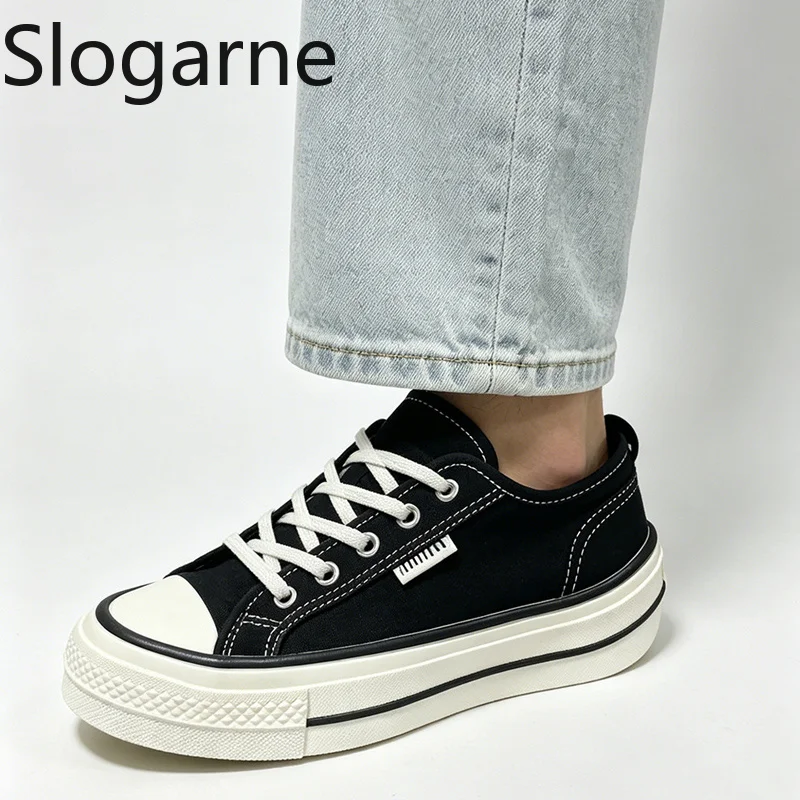 2026 New Thick Sole Canvas Shoes Students Breath Invisible Height Increased Casual Sneakers Women Men Platform Sport Shoes Flats