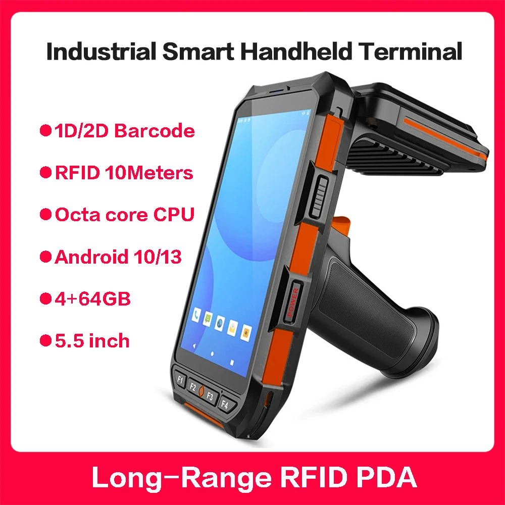 

RFID UHF-терминал для сбора данных с функцией считывания меток на больших расстояниях, портативный терминал с ОС Android, сканирование 1D/2D штрихкодов для управления запасами и активами