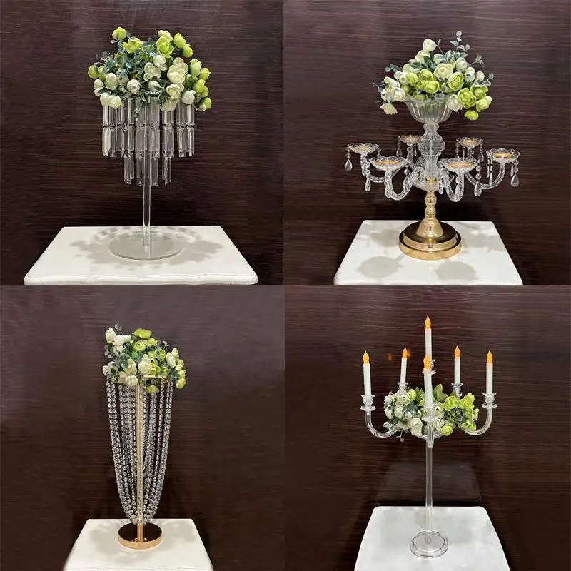 

New wedding props wedding table candlestick table flower device acrylic transparent bead curtain flower stand