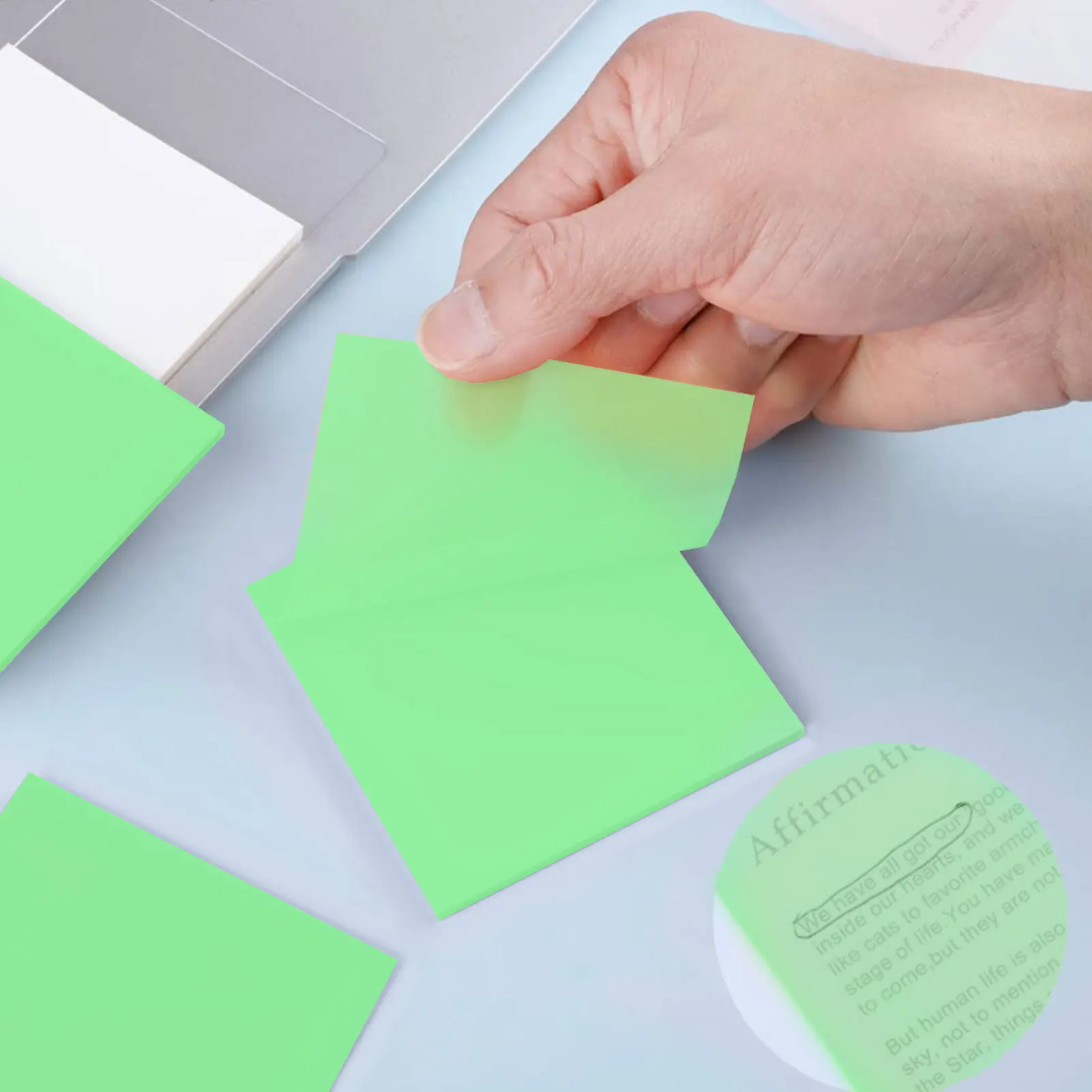 Transparent Sticky Notes 6 Colors Transparent Sticky Notes Waterproof Self-Adhesive Translucent Sticky Notes 3 X 3 Inches Clear