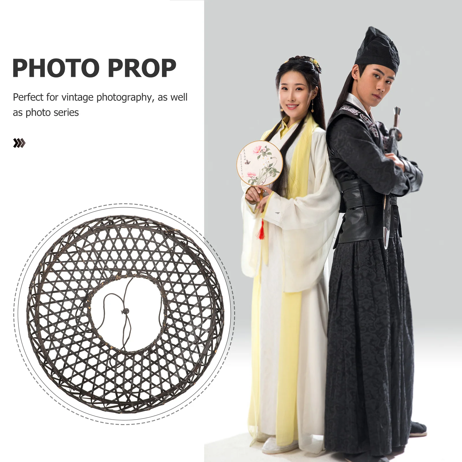 

Bamboo Woven Vintage Chinese Style Handmade Cosplay Hat For Kids Party Decorative Accessory Lightweight Woven Bamboo Hat