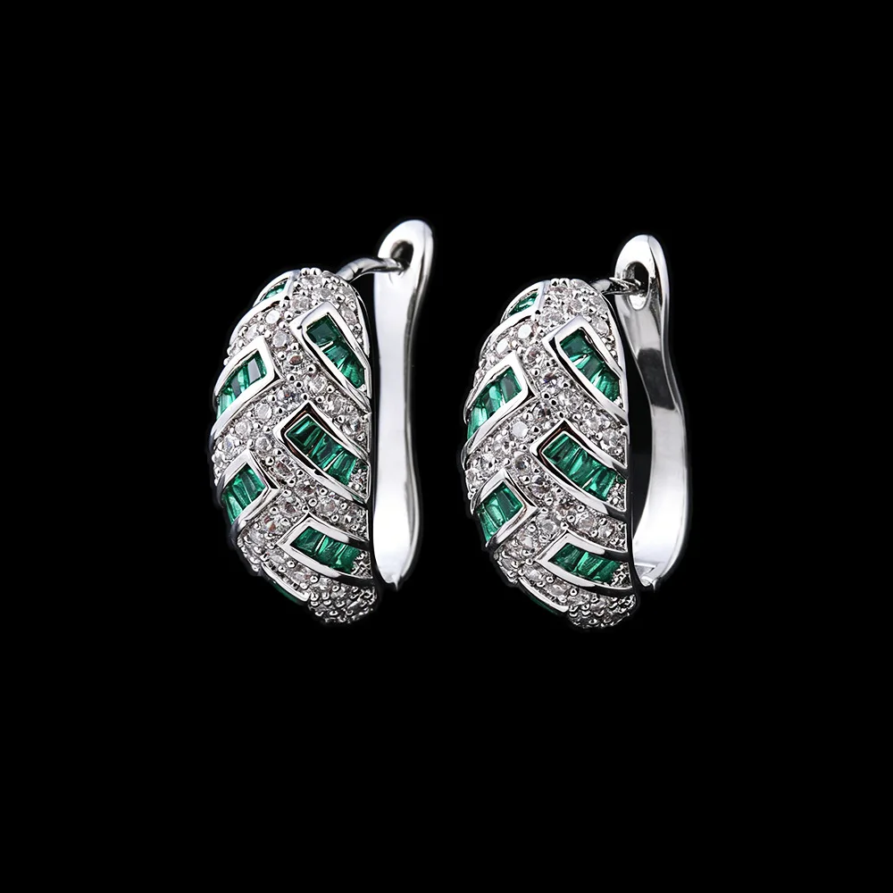 Light Luxury Color Block Cubic Zircon Earrings Elegant Unique High-End Women Delicate Party Jewelry Gift