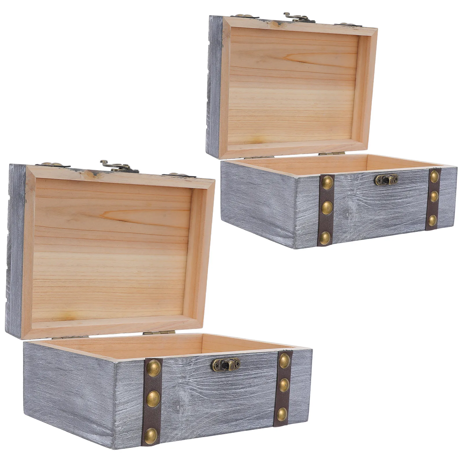 

Набор из 2 деревянных шкатулок для украшений в деревенском стиле, винтажный настольный органайзер, ретро-сундучок для хранения ожерелий, браслетов и серег