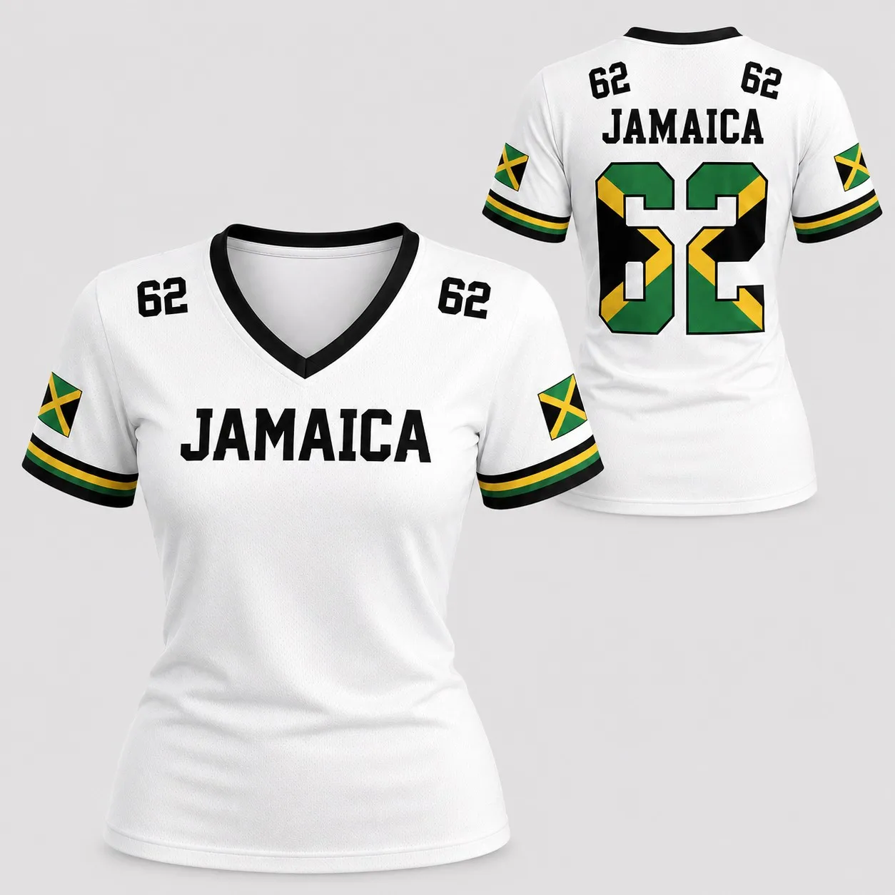 Summer Women's Commuter Outfit Jamaican Printed V-Neck T-Shirt Personalized Casual Fashion Street Style Women's Top