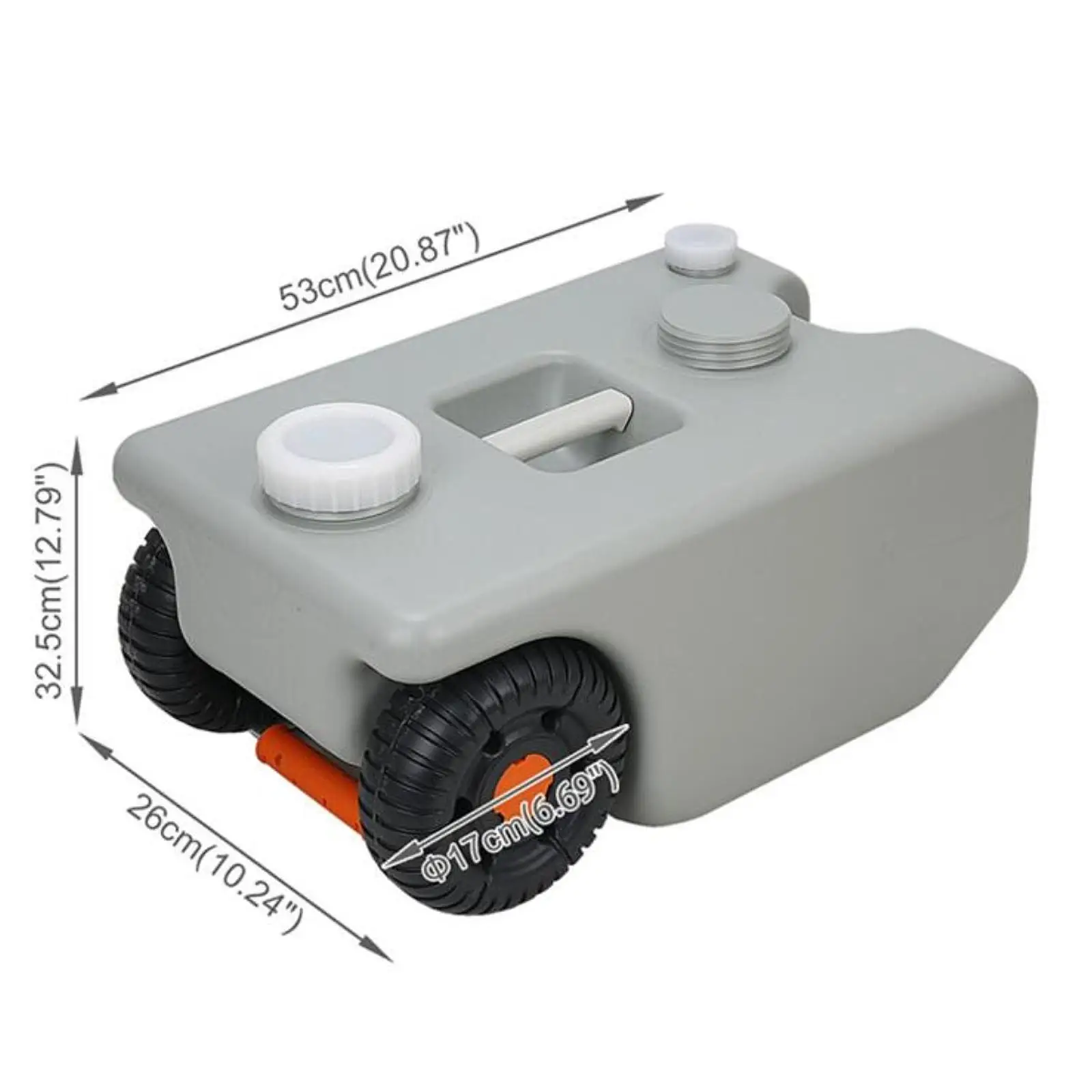 عربة خزان المياه المحمولة RV سعة 25 لترًا احترافية مع عجلتين كبيرة لمياه الصرف الصحي