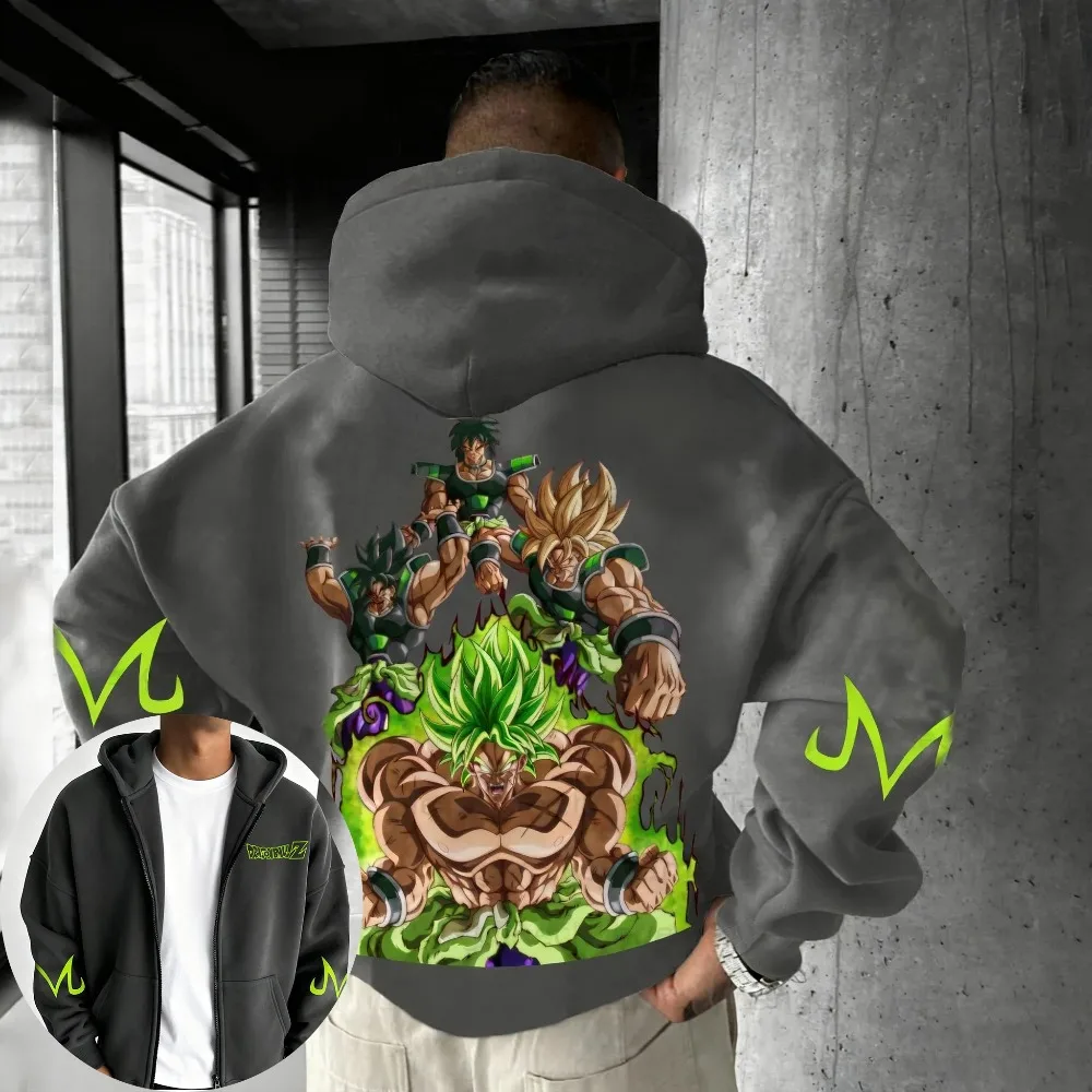 Hoodie Resleting Anime Dragon Ball 2025 Pria Musim Gugur/Dingin Gaya Harajuku Jepang Baru Serbaguna Kasual Sweater Longgar