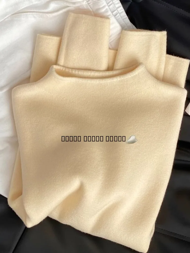 

Мягкий желтый вязаный свитер f-High Ne, осень-зима, теплый бархатный теплый высококачественный длинный свек, внутренняя одежда, базовый топ