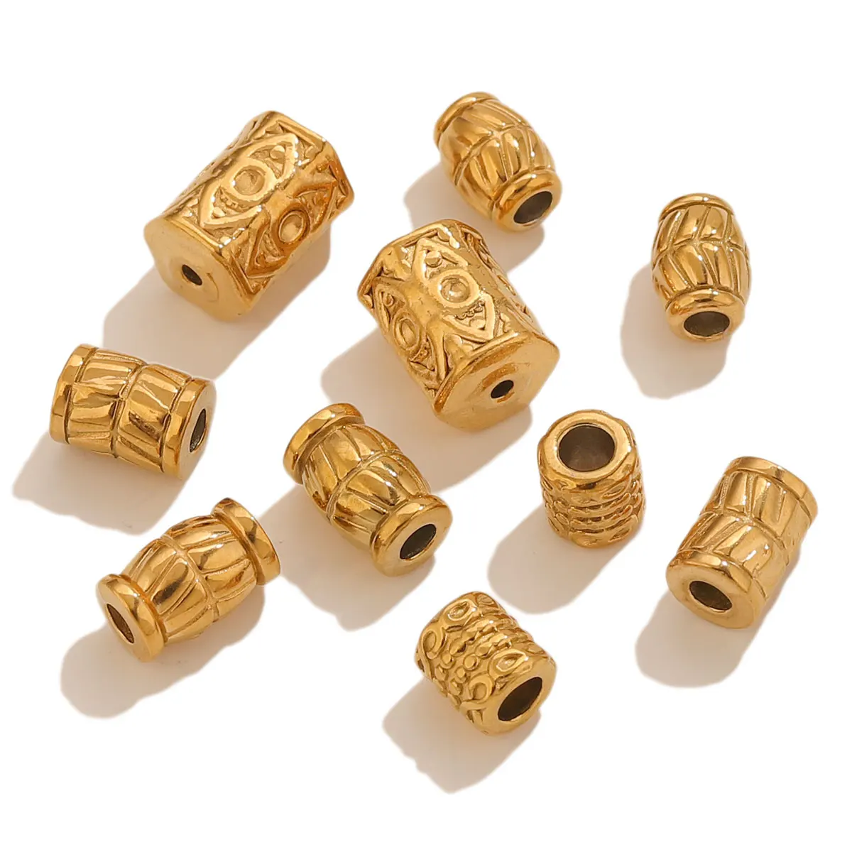 

10pcs Stainless Steel Round Tube Beads For Jewelry Making PVD 18k Gold Plated Spacer Loose Bead Jewelry Supplies DIY Bracelet