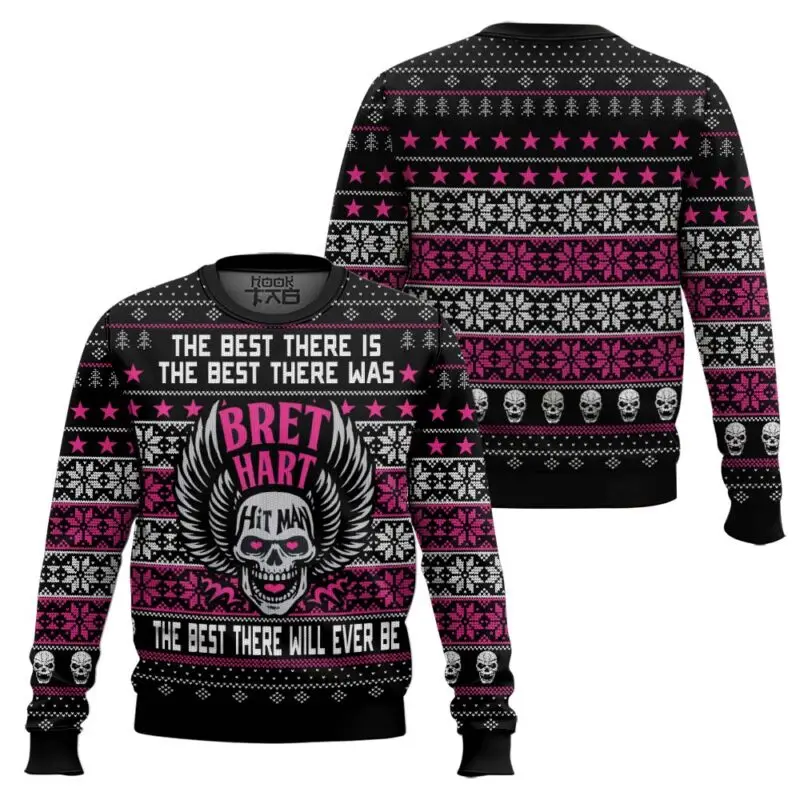 

Brett Hart Hitman Ugly Sweater 2025 Рождественский пуловер WWE Выставка для любителей бокса Рождественская толстовка с капюшоном Лидер продаж Мужская одежда