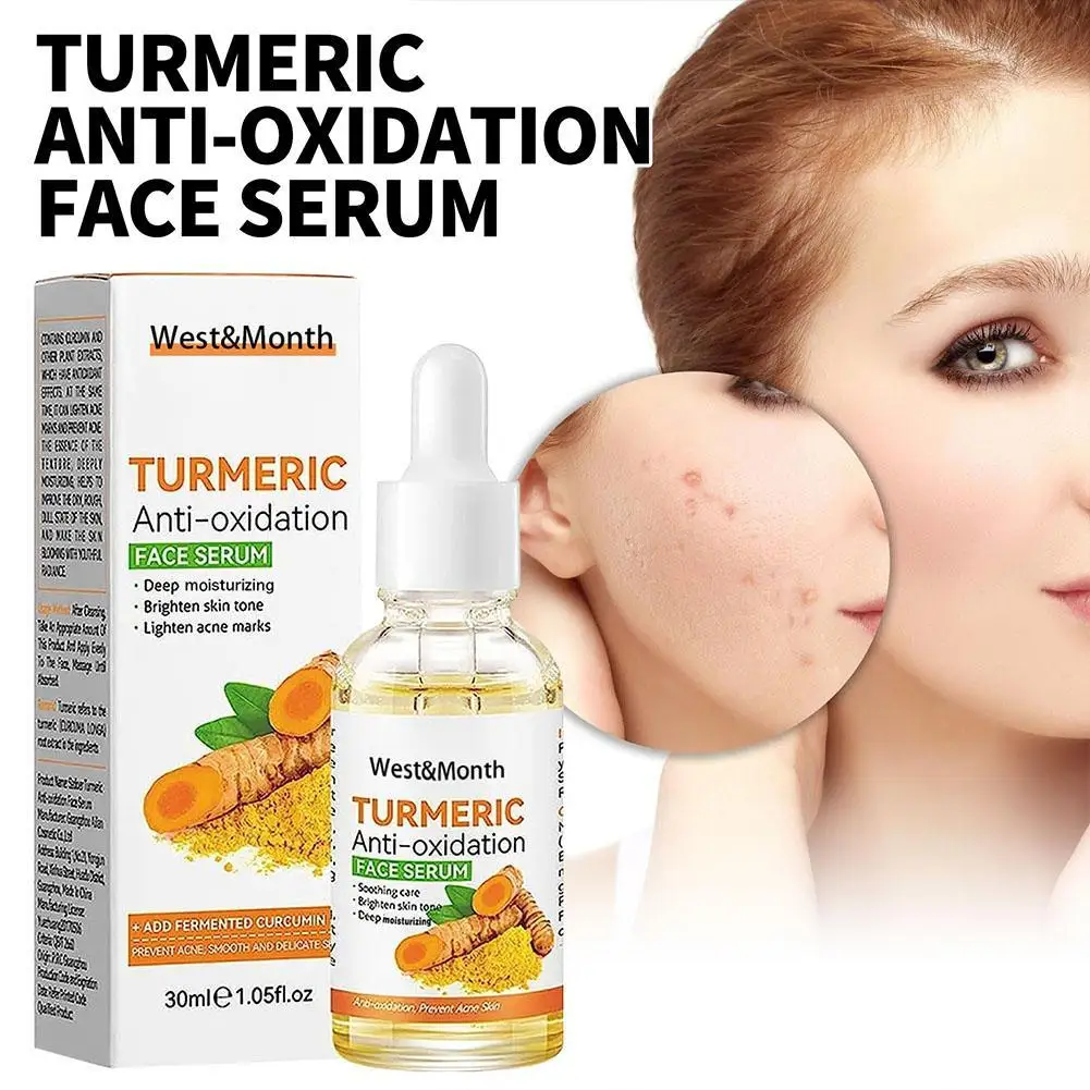 30ML Turmeric Freckle Whitening Serum Anti-oxidant Nourishing Moisturizing Repair Skin Brighten Fade Dark Spot Essence Skin Care