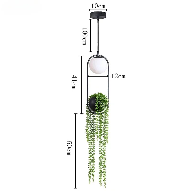 Plante Suspendue Noire avec Boule de Verre, Luminaire Décoratif d'Nik, Idéal pour une Cuisine, une Salle à Manger ou une Chambre à Coucher