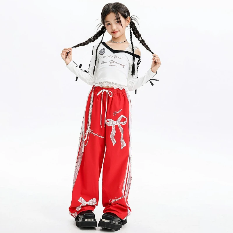 Tenue de danse de rue Hip Hop pour filles, haut à manches longues, pantalon Baggy, Costume de scène de Jazz, vêtements de spectacle de danse de rue K-pop