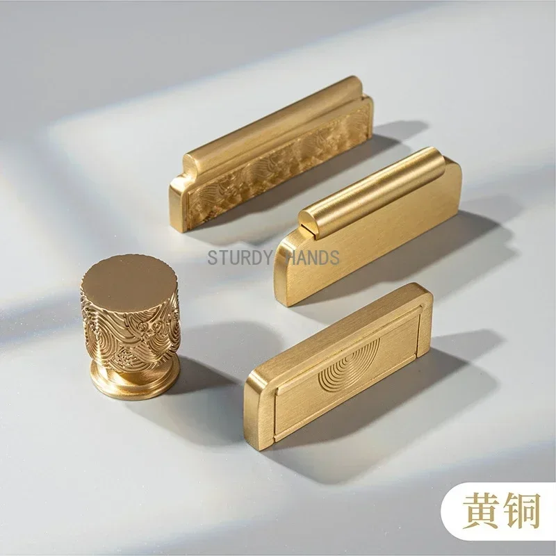 2pc Solid Brass Furniture Handles New Chinese Cabinet Knobs and Handles Kitchen Cabinet Closet Door Pulls Dresser Drawer Knobs