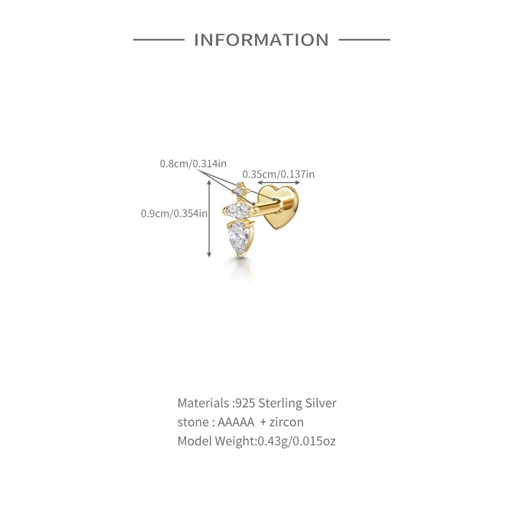 ROXI 925 Sterling Silver Geometric Zircon Stud Earrings 1PC Star/Horse Eye/Crown Women 18K Gold piercing Earrings Jewelry Gift