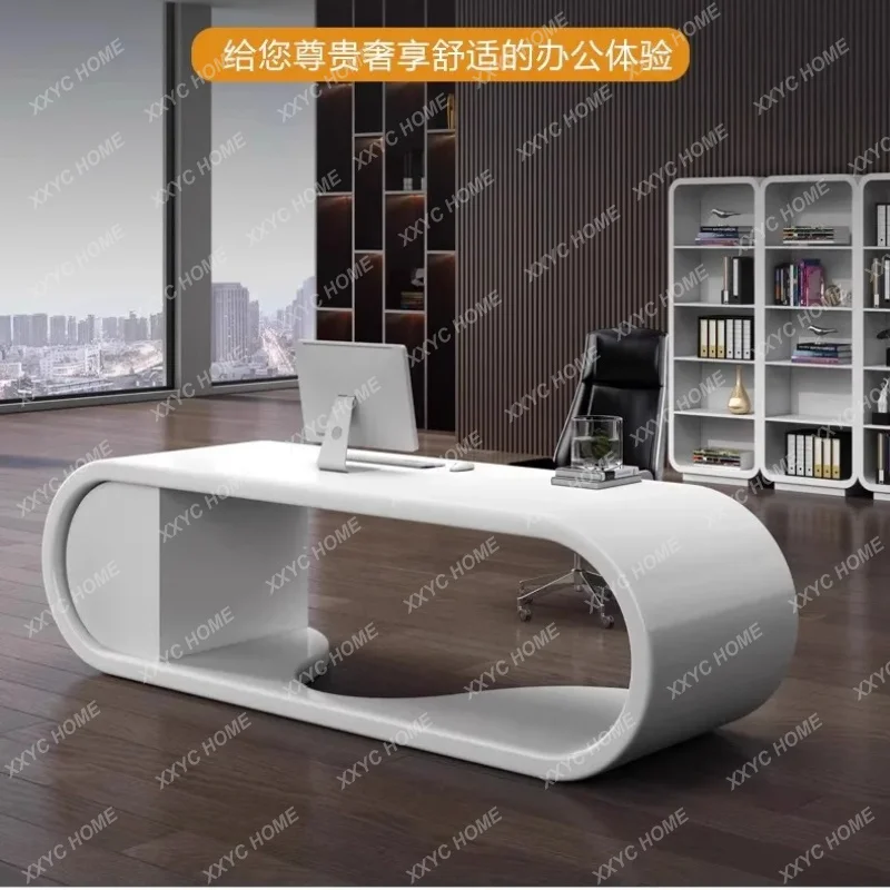 XXtable pure white piano paint high-end creative supervisor president chairperson fashion class table