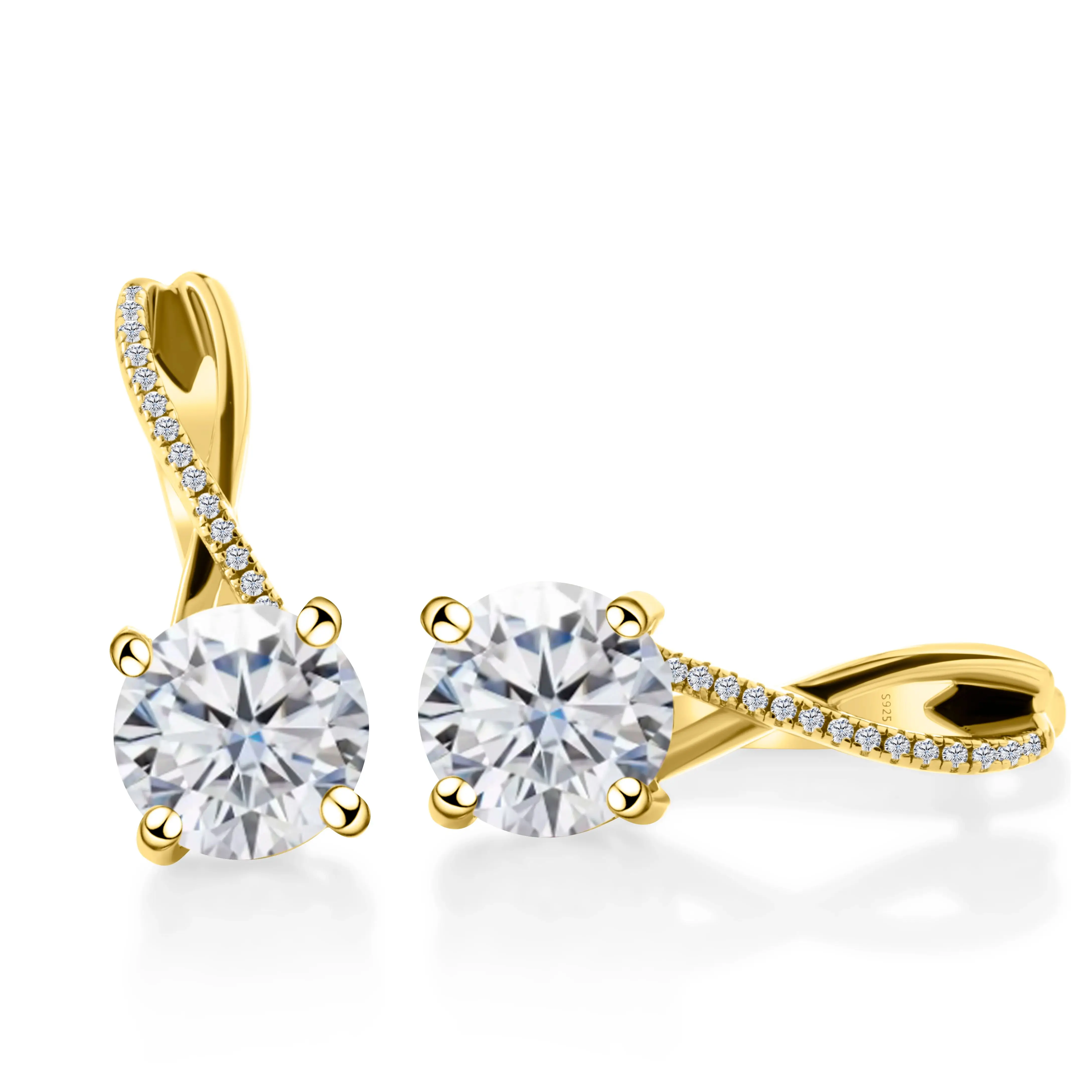 Stunning 4 Carat Gold Moissanite Earrings for Women  Luxury Gift Box  Passes Diamond Tester  Real 925 Silver Dangle Earrings