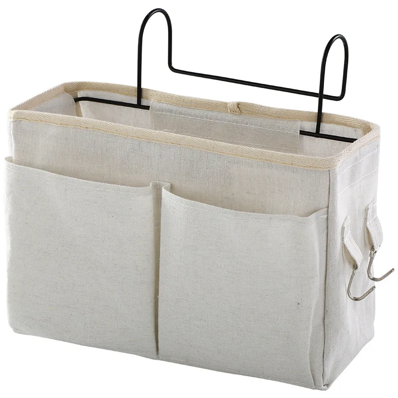 

New dormitory college students' bedside storage hanging bag canvas storage basket cotton and linen fabric art Nordic style