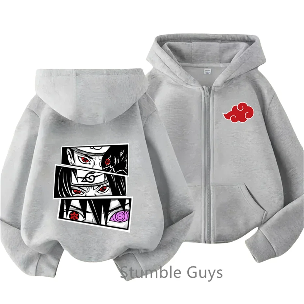 

Narutos Zipper Hoodie Kids Clothes Boys Cartoon Print Autumn Anime Long-sleeved Kakashi Sasuke Hooded Sweatshirt Casual TopS