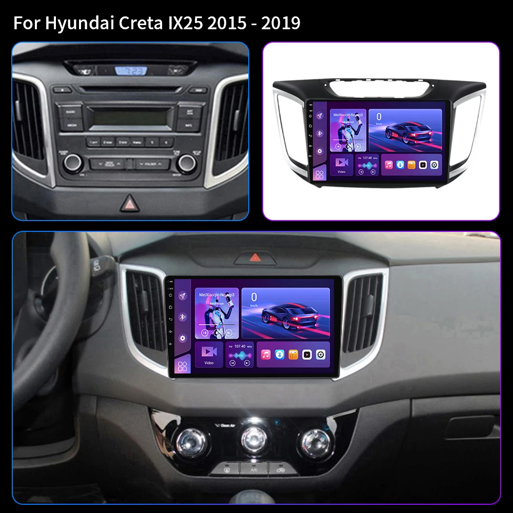 2Din Android 16 For Hyundai Creta IX25 2015 - 2019 Car Radio Navigation GPS Multimedia Player Stereo WiFi 4G Carplay Auto BT DSP