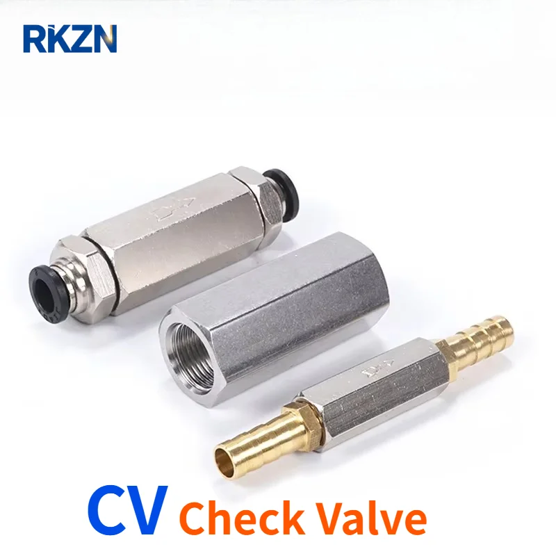Pneumatic Check Valve 6mm 8mm 10mm 1/4 3/8 1/2 One Way Non Return Valve Air Single Way Brass Valve Air Pipe Fitting Adapter