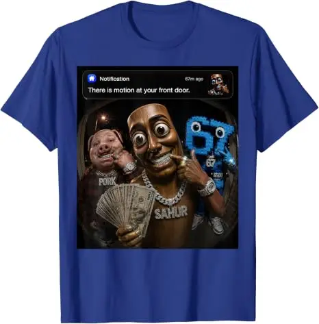 John Pork Tung-Tung-Tung Sahur 67 Meme Lustiges Brainrot T-Shirt „Es gibt Bewegung vor deiner Haustür“ Grafik-Bekleidung Neuartiges Geschenk – Detail 12