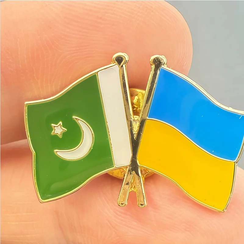Pakistan & Ukraine Flag Metal Soft Enamel Lapel Badge Pins Brooches