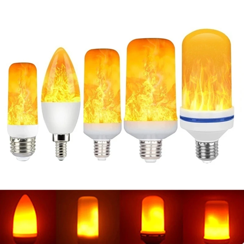 E27 Flame Bulb LED Dynamic Flame Effect Fire Light Bulbs Corn Bulb Creative Flickering Emulation Decor LED Lamp Lighting Lamp