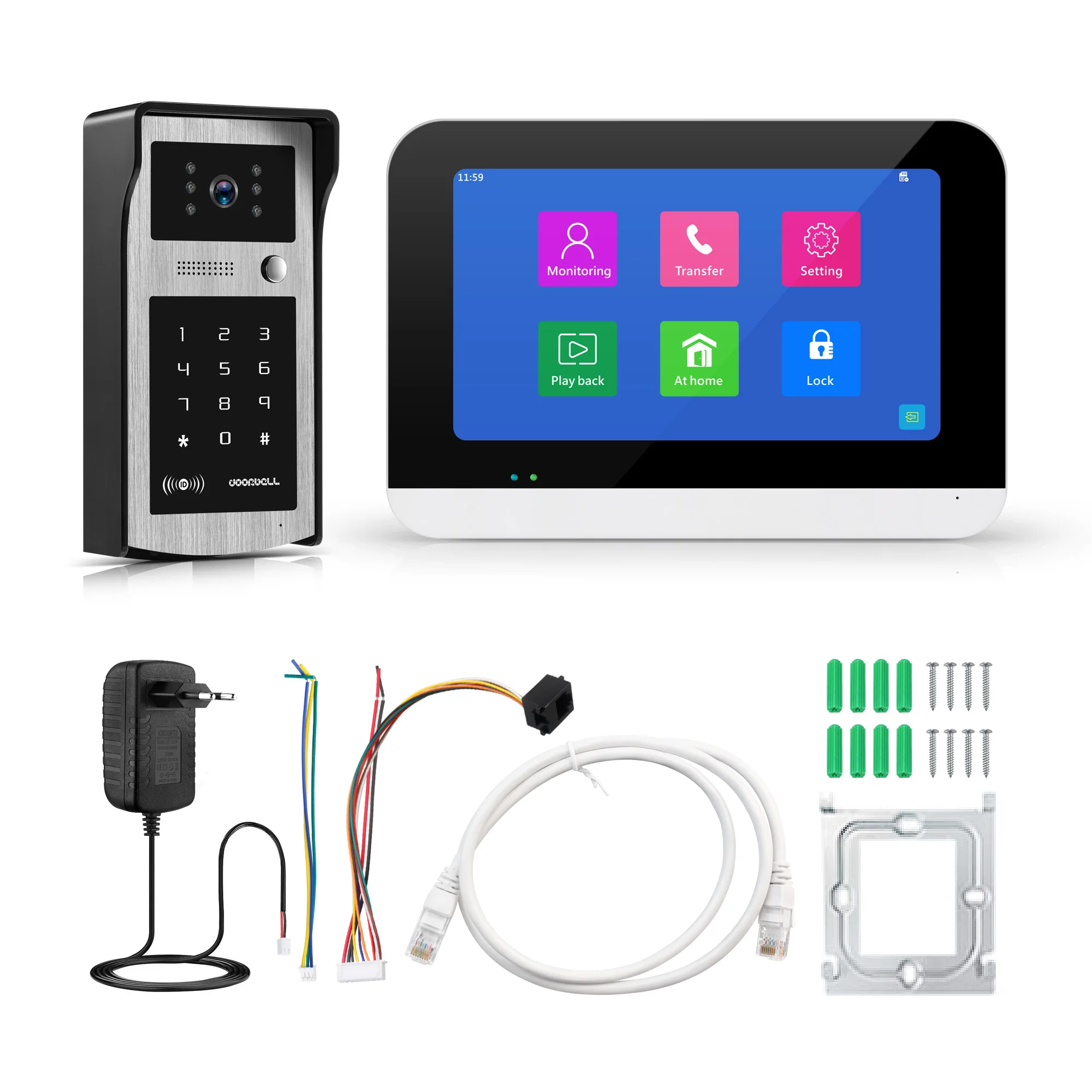 7-inch Touch   Smart WIFI Intelligent Video Intercom Support Password &RFID