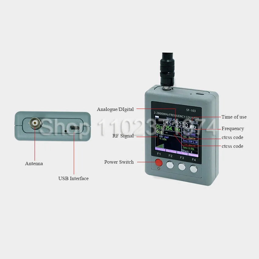 SF-103 DMR Digital Signal Testable SF103 2MHz-200MHz/27MHz Tester 27Mhz-2800Mhz Decoder Portable Frequency CTCCSS/DCS