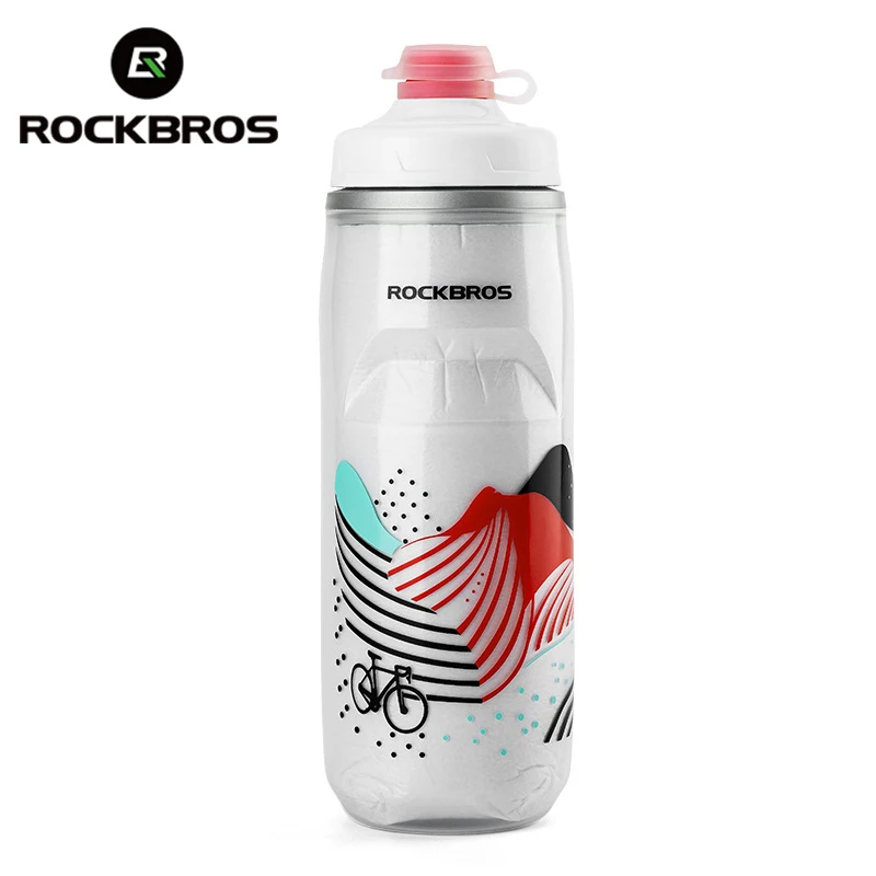 ROCKBROS Cycling Water Bottle 620ml Cold And Hot Thermal Bike Bottle Gym Sports Running Bicycle Thermos Bottle With Dust Cover