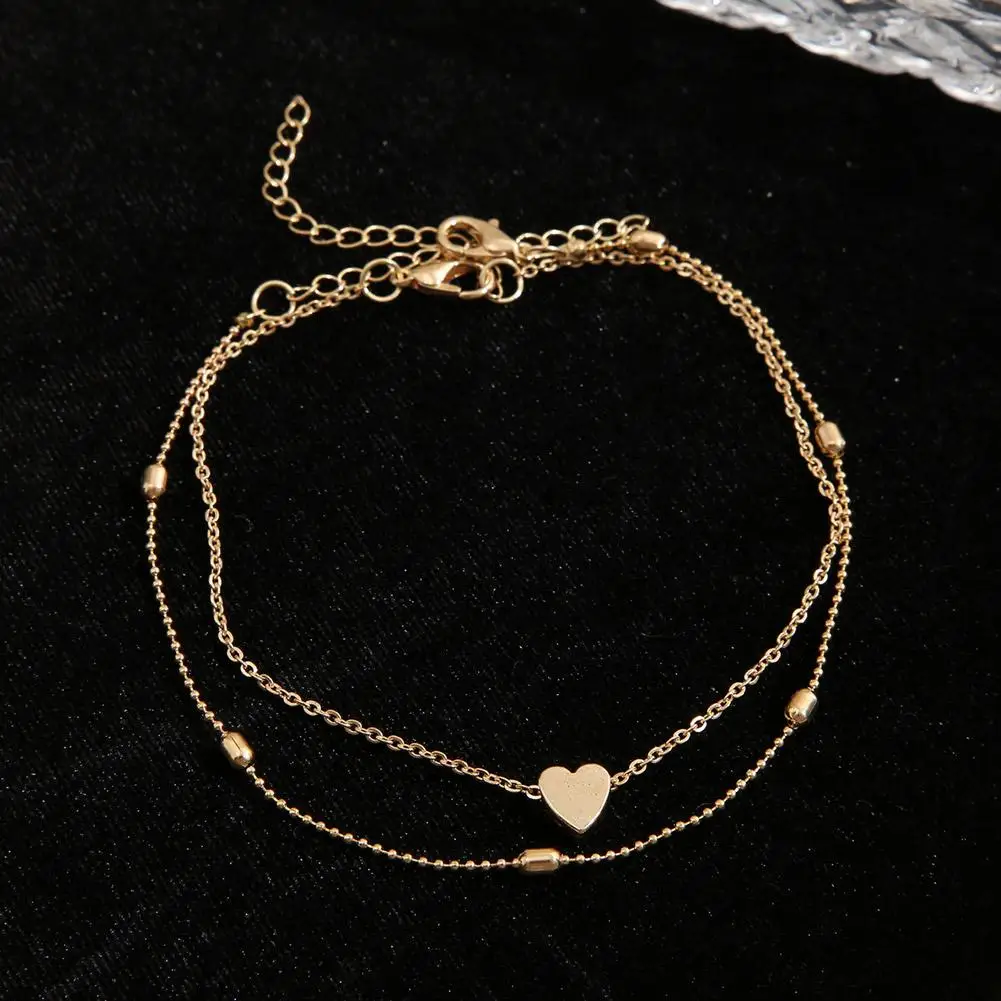 Women Simple Elegant Copper Jewelry Female Beach Ankle Bracelet on Foot Bohemian Beads Ankle Bracelet Foot Jewelry Accessories