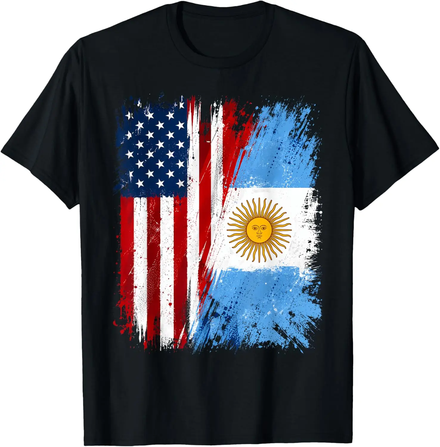 Argentinian USA American Flag Argentina Roots Pride T-Shirt 100% Cotton Trendy Y2K Short-Sleeve Tee-Soft, Quick-Drying,