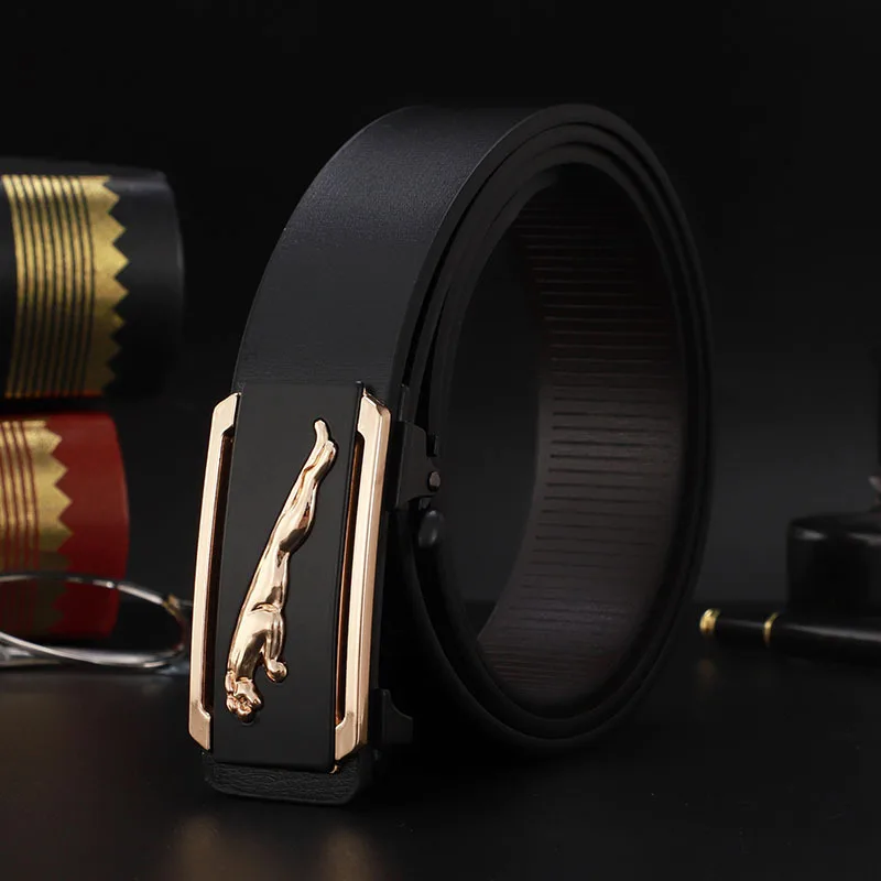 

2025 New Men's Trend Automatic Buckle Belt Flying Leopard Genuine Leather Versatile Fashion Simple Belt