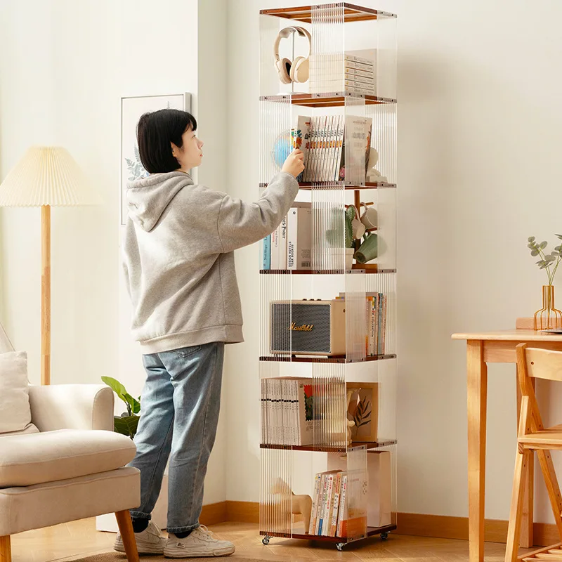 【Hot】Rotational Bookshelf Home Organizers Shelves Book Shelf Living Room Bookcases Librero Organizador Estanteria Vitrina Scaffa