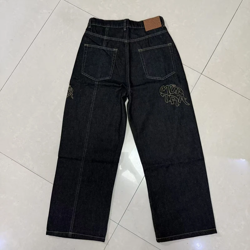 

Real Pictures Mertra Jeans Casual Straight-leg Denim Pants Men Women Street Embroidery Logo European American Trend Styles Jeans