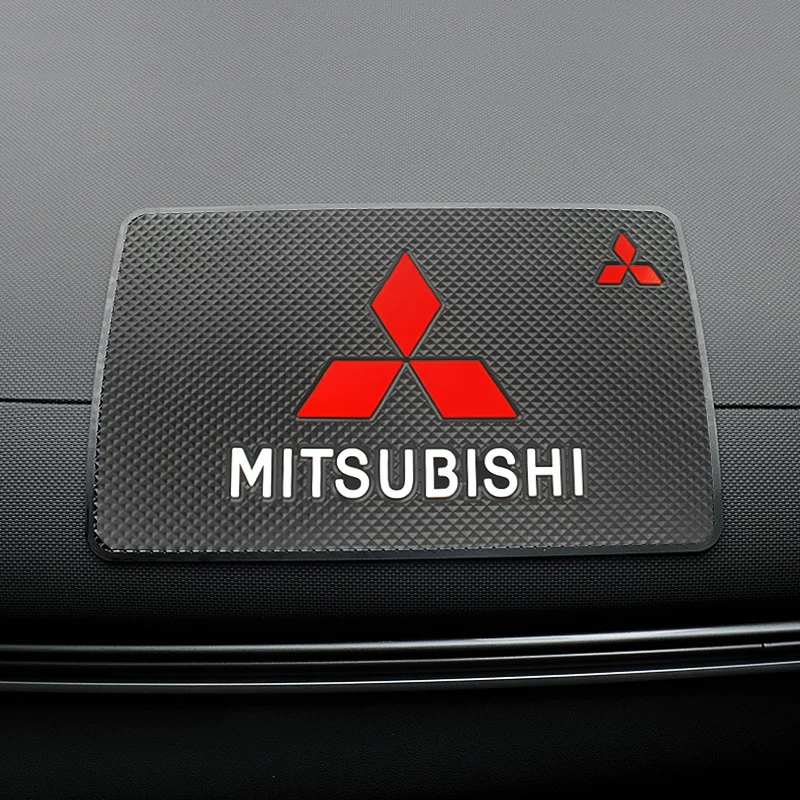 Alfombrilla antideslizante para salpicadero con logotipo de coche, soporte para teléfono, almohadilla de almacenamiento para Mitsubishi Lancer 9 L200 Colt Pajero Outlander Eclipse ASX