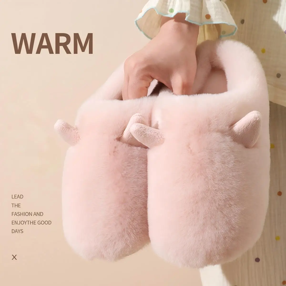 Women's High-End Plush Cotton Slippers for Winter, with Added Fleece for Warmth, Thick-Soled, Cute Couple Style, Girly Home Slippers with Closed Toe