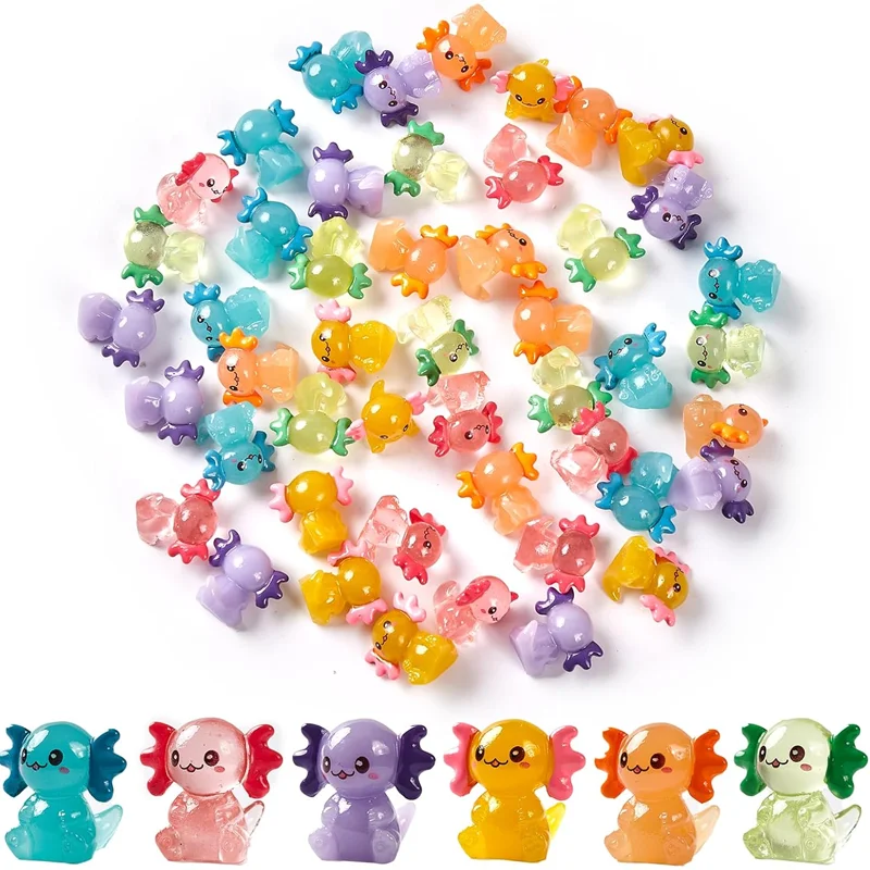 5/10Pcs Mini Axolotl Resin Charms Miniature, Tiny Small Animal Figures for DIY Home Garden Micro Landscape Decoration