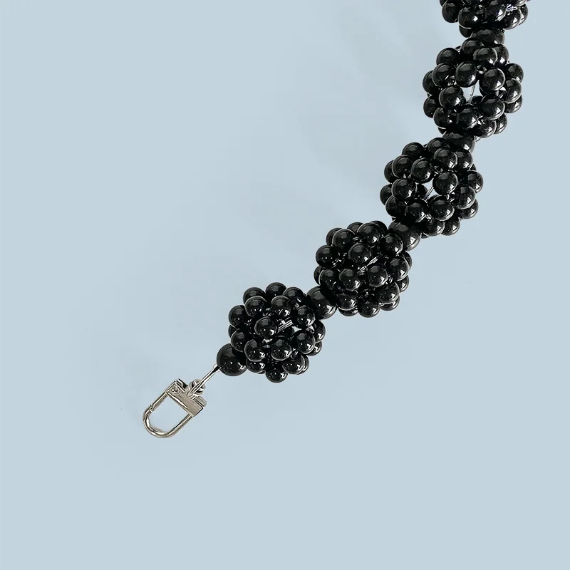 New Black Pearl Ball Shoulder Underarm Strap with Niche Fashion Replacement Accessories Handmade Strap