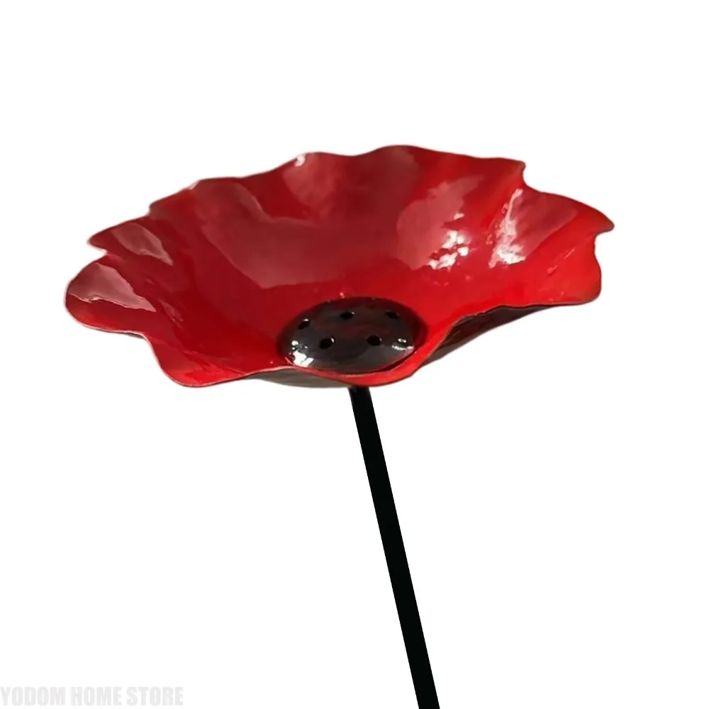 Metal Flower Garden Stake Weather Proof Butterfly Bees Bath Bowl Handmade Flowers Bath for Outdoor Lawn Landscape Decoration New